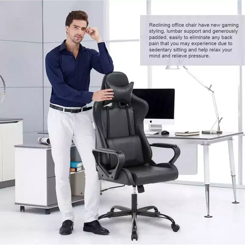 FDW Chaise de Bureau Chaise Gaming Chaise de Bureau Fauteuil de Direction avec Support Lombaire Tabouret Réglable Chaise d'Ordinateur Pivotante à Roulettes