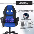 FDW Chaise de bureau gamer, Chaise de bureau ergonomique avec massage, Fauteuil de bureau en cuir PU avec support lombaire, appui-tête et accoudoirs