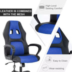FDW Chaise de bureau gamer, Chaise de bureau ergonomique avec massage, Fauteuil de bureau en cuir PU avec support lombaire, appui-tête et accoudoirs