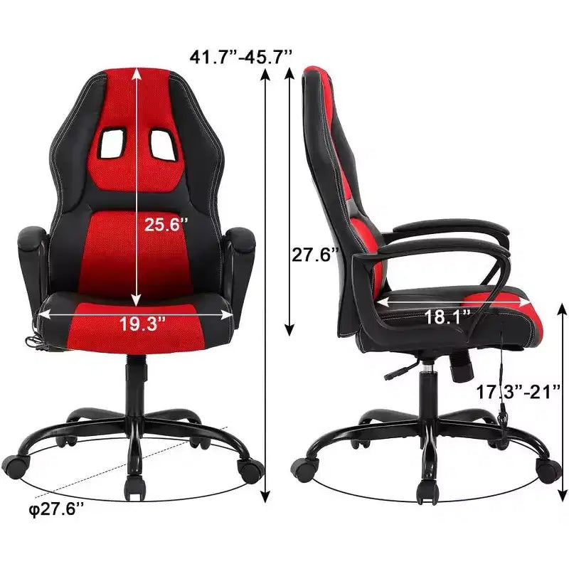 FDW Chaise de bureau gamer, Chaise de bureau ergonomique avec massage, Fauteuil de bureau en cuir PU avec support lombaire, appui-tête et accoudoirs