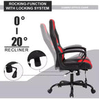 FDW Chaise de bureau gamer, Chaise de bureau ergonomique avec massage, Fauteuil de bureau en cuir PU avec support lombaire, appui-tête et accoudoirs