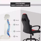 FDW Chaise de bureau gamer, Chaise de bureau ergonomique avec massage, Fauteuil de bureau en cuir PU avec support lombaire, appui-tête et accoudoirs