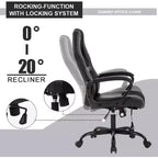 FDW Chaise de bureau gamer, Chaise de bureau ergonomique avec massage, Fauteuil de bureau en cuir PU avec support lombaire, appui-tête et accoudoirs