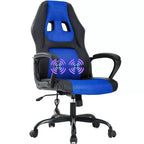 FDW Chaise de bureau gamer, Chaise de bureau ergonomique avec massage, Fauteuil de bureau en cuir PU avec support lombaire, appui-tête et accoudoirs