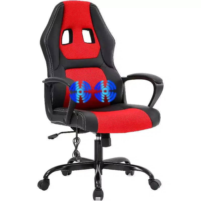 FDW Chaise de bureau gamer, Chaise de bureau ergonomique avec massage, Fauteuil de bureau en cuir PU avec support lombaire, appui-tête et accoudoirs