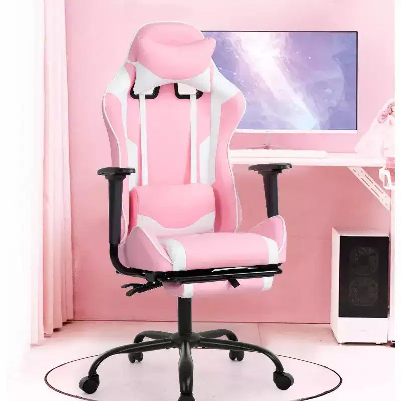 FDW Chaise de Bureau Gaming Fauteuil de Bureau Chaise de Direction Ergonomique en Cuir PU à Dossier Haut avec Support Lombaire et Repose-Pieds