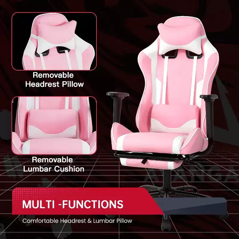 FDW Chaise de Bureau Gaming Fauteuil de Bureau Chaise de Direction Ergonomique en Cuir PU à Dossier Haut avec Support Lombaire et Repose-Pieds