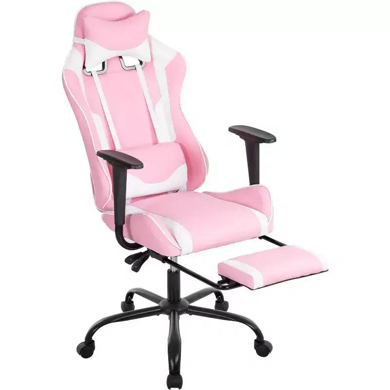 FDW Chaise de Bureau Gaming Fauteuil de Bureau Chaise de Direction Ergonomique en Cuir PU à Dossier Haut avec Support Lombaire et Repose-Pieds