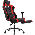 FDW Chaise de Bureau Gaming Fauteuil de Bureau Chaise de Direction Ergonomique en Cuir PU à Dossier Haut avec Support Lombaire et Repose-Pieds