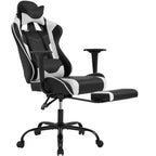 FDW Chaise de Bureau Gaming Fauteuil de Bureau Chaise de Direction Ergonomique en Cuir PU à Dossier Haut avec Support Lombaire et Repose-Pieds