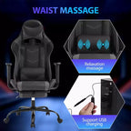 FDW Chaise de jeu de course, Chaises de jeu vidéo avec bureau d'ordinateur, Support lombaire et appui-tête en cuir PU, Siège pivotant à 360°