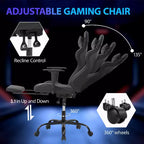 FDW Chaise de jeu de course, Chaises de jeu vidéo avec bureau d'ordinateur, Support lombaire et appui-tête en cuir PU, Siège pivotant à 360°