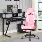 FDW Chaise de jeu de course, Chaises de jeu vidéo avec bureau d'ordinateur, Support lombaire et appui-tête en cuir PU, Siège pivotant à 360°
