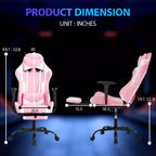 FDW Chaise de jeu de course, Chaises de jeu vidéo avec bureau d'ordinateur, Support lombaire et appui-tête en cuir PU, Siège pivotant à 360°