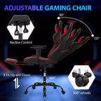 FDW Chaise de jeu de course, Chaises de jeu vidéo avec bureau d'ordinateur, Support lombaire et appui-tête en cuir PU, Siège pivotant à 360°