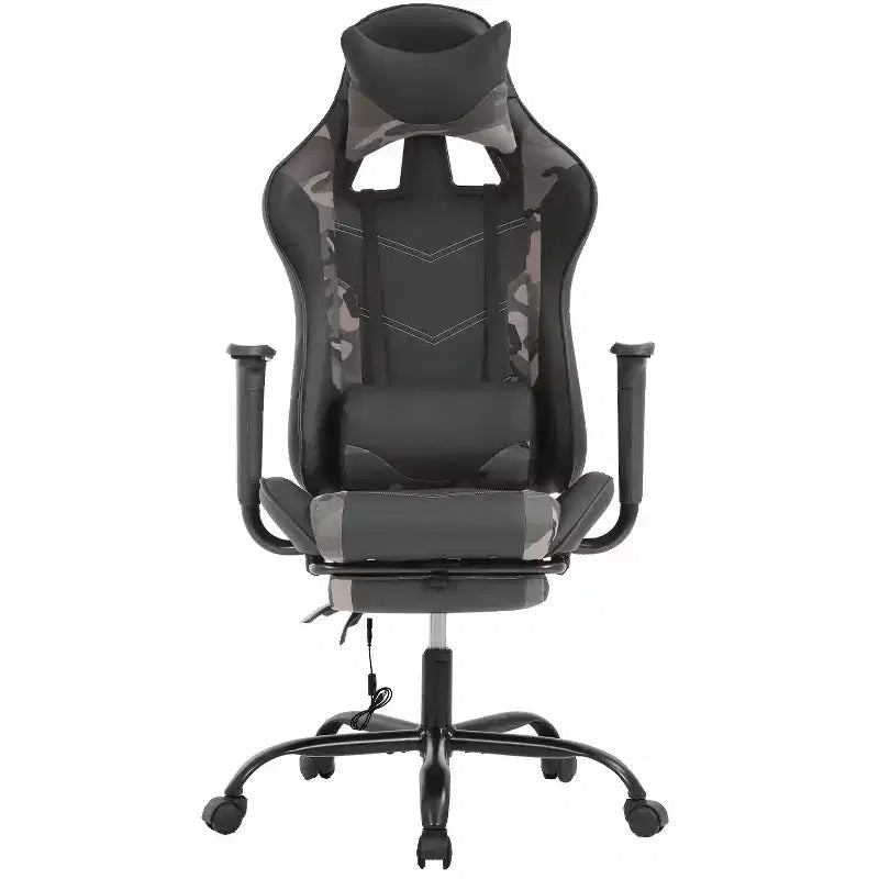 FDW Chaise de jeu de course, Chaises de jeu vidéo avec bureau d'ordinateur, Support lombaire et appui-tête en cuir PU, Siège pivotant à 360°