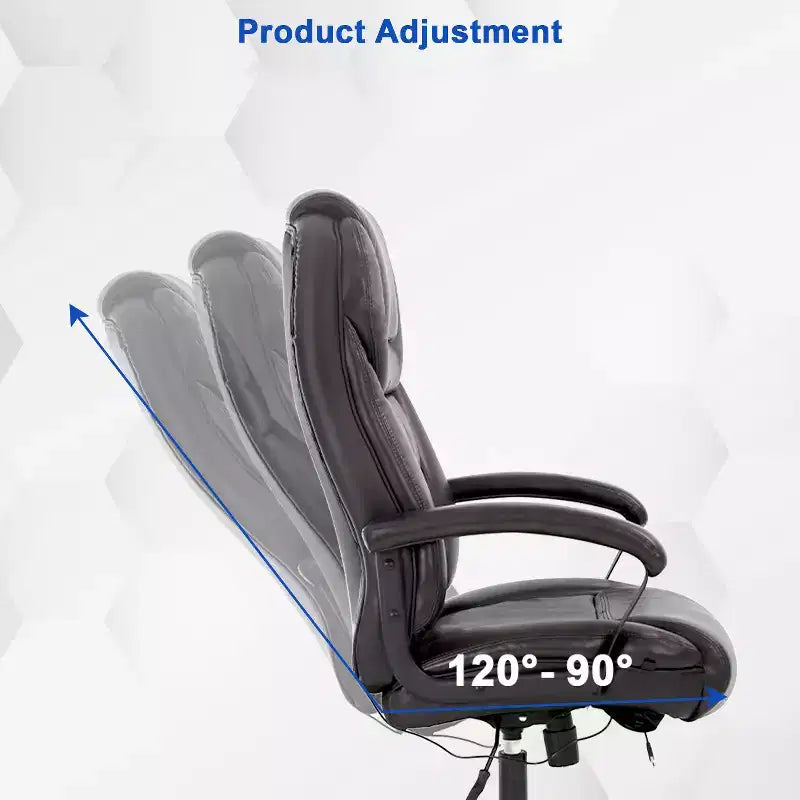 Chaise de bureau de direction grande taille FDW avec support lombaire, assise large, hauteur réglable et fonction pivotante, parfaite pour la maison et le bureau