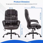 Chaise de bureau de direction grande taille FDW avec support lombaire, assise large, hauteur réglable et fonction pivotante, parfaite pour la maison et le bureau