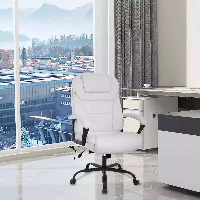Chaise de bureau de direction grande taille FDW avec support lombaire, assise large, hauteur réglable et fonction pivotante, parfaite pour la maison et le bureau