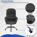 Chaise de bureau de direction grande taille FDW avec support lombaire, assise large, hauteur réglable et fonction pivotante, parfaite pour la maison et le bureau