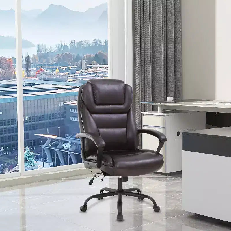 Chaise de bureau de direction grande taille FDW avec support lombaire, assise large, hauteur réglable et fonction pivotante, parfaite pour la maison et le bureau