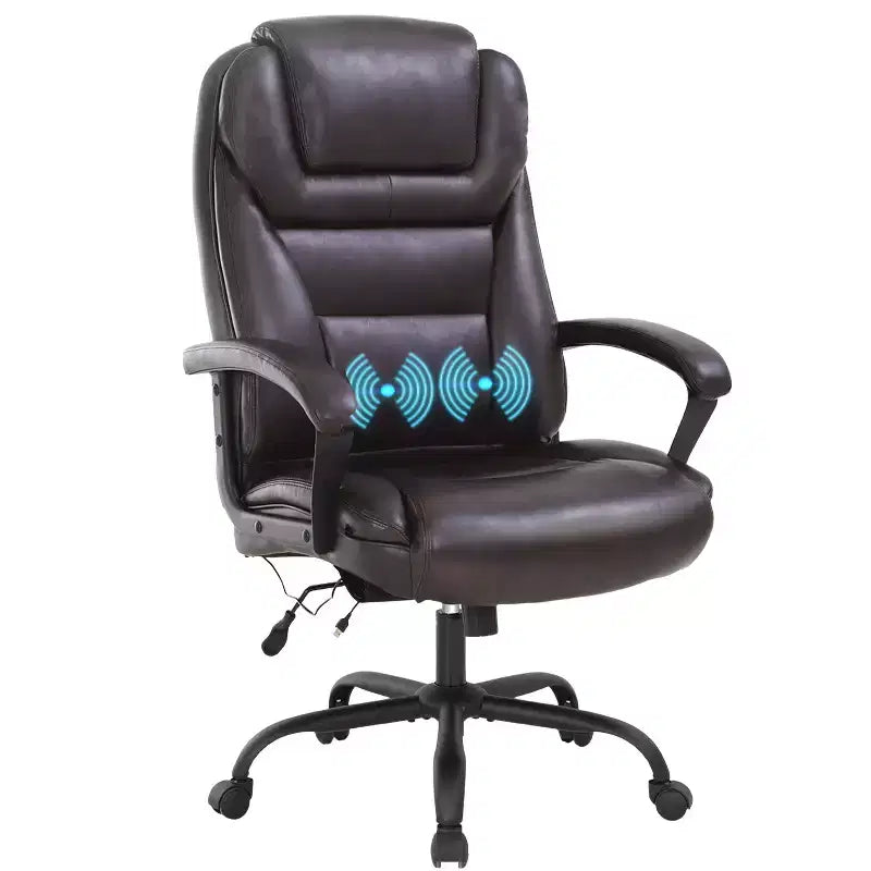 Chaise de bureau de direction grande taille FDW avec support lombaire, assise large, hauteur réglable et fonction pivotante, parfaite pour la maison et le bureau