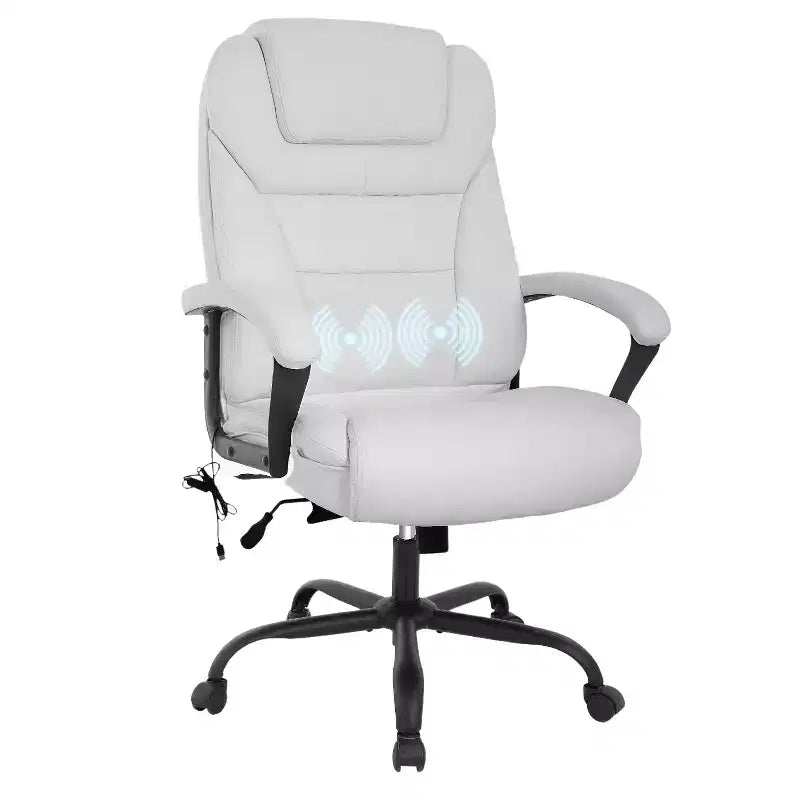 Chaise de bureau de direction grande taille FDW avec support lombaire, assise large, hauteur réglable et fonction pivotante, parfaite pour la maison et le bureau