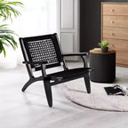 Fauteuil Boraam Harrison en corde tressée hexagonale noire