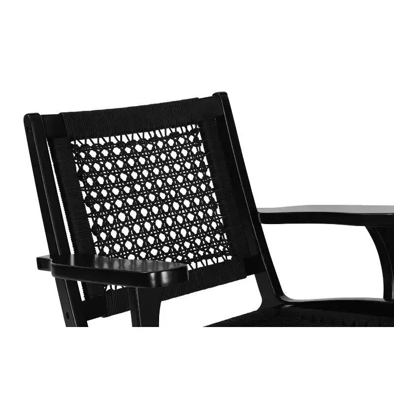 Fauteuil Boraam Harrison en corde tressée hexagonale noire