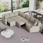 Canapé sectionnel convertible 126W, canapé-lit gigogne avec dispositifs de charge et porte-gobelets 4S -ModernLuxe