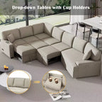 Canapé sectionnel convertible 126W, canapé-lit gigogne avec dispositifs de charge et porte-gobelets 4S -ModernLuxe