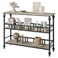 Garvee Console Table, 3-Tier Sofa Tables Narrow Entryway Table with Storage, 43 Behind Couch Table Industrial Hallway Table, Rustic Gray