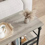 Console Garvee, table de canapé à 3 niveaux, table d'entrée étroite avec rangement, table de couloir industrielle de 109 cm derrière le canapé, gris rustique