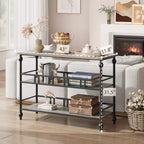 Console Garvee, table de canapé à 3 niveaux, table d'entrée étroite avec rangement, table de couloir industrielle de 109 cm derrière le canapé, gris rustique