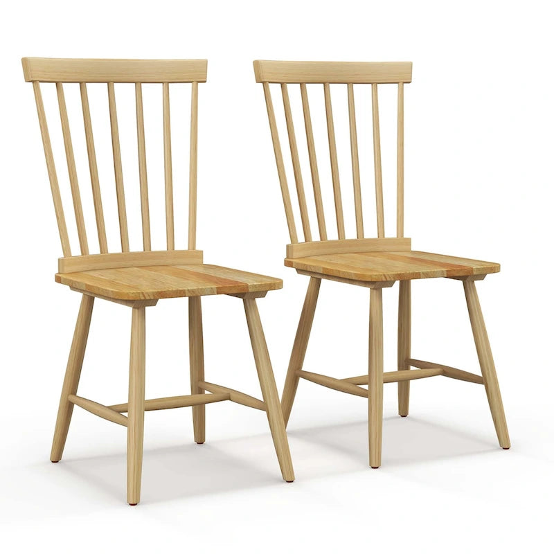 Costway Windsor Lot de 2 Chaises de Salle à Manger sans Accoudoirs à Dossier à Barreaux Massif - Voir Détails