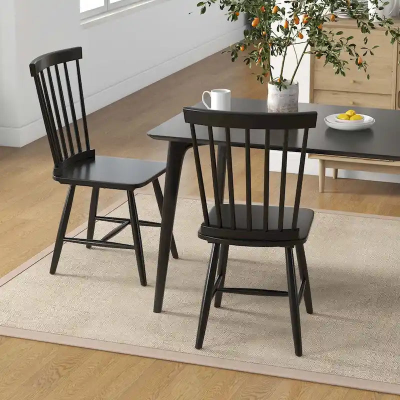 Costway Windsor Lot de 2 Chaises de Salle à Manger sans Accoudoirs à Dossier à Barreaux Massif - Voir Détails