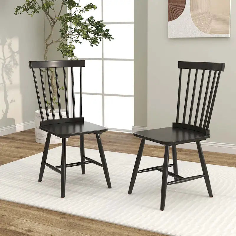 Costway Windsor Lot de 2 Chaises de Salle à Manger sans Accoudoirs à Dossier à Barreaux Massif - Voir Détails