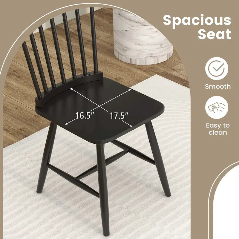 Costway Windsor Lot de 2 Chaises de Salle à Manger sans Accoudoirs à Dossier à Barreaux Massif - Voir Détails