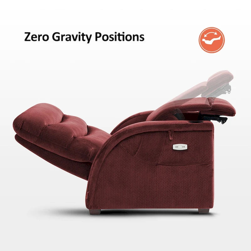 Fauteuil inclinable zéro gravité électrique MCombo avec appuie-tête réglable pour salon, tissu ZG334