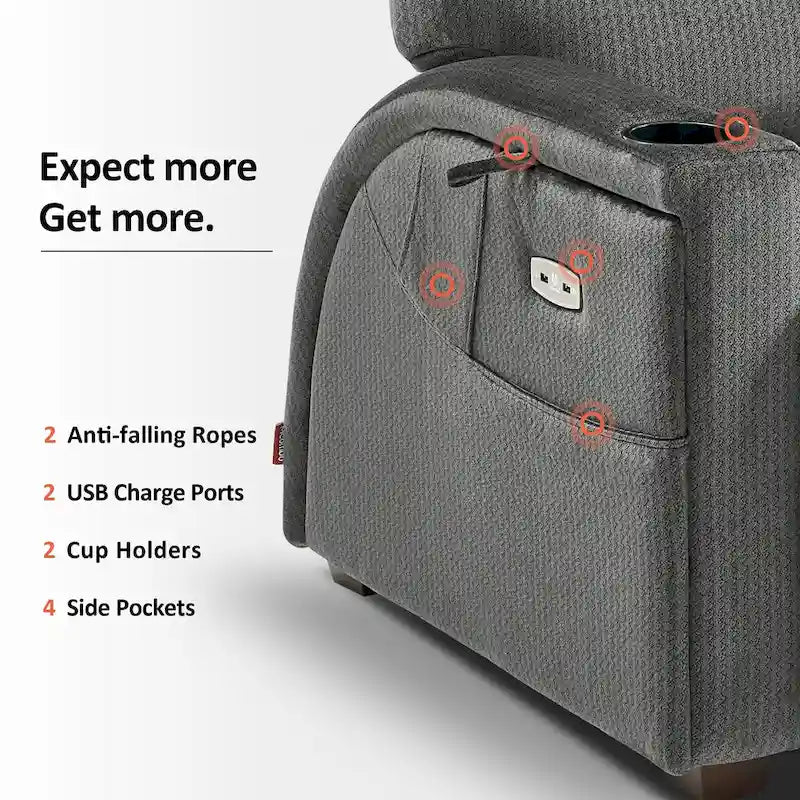 Fauteuil inclinable zéro gravité électrique MCombo avec appuie-tête réglable pour salon, tissu ZG334