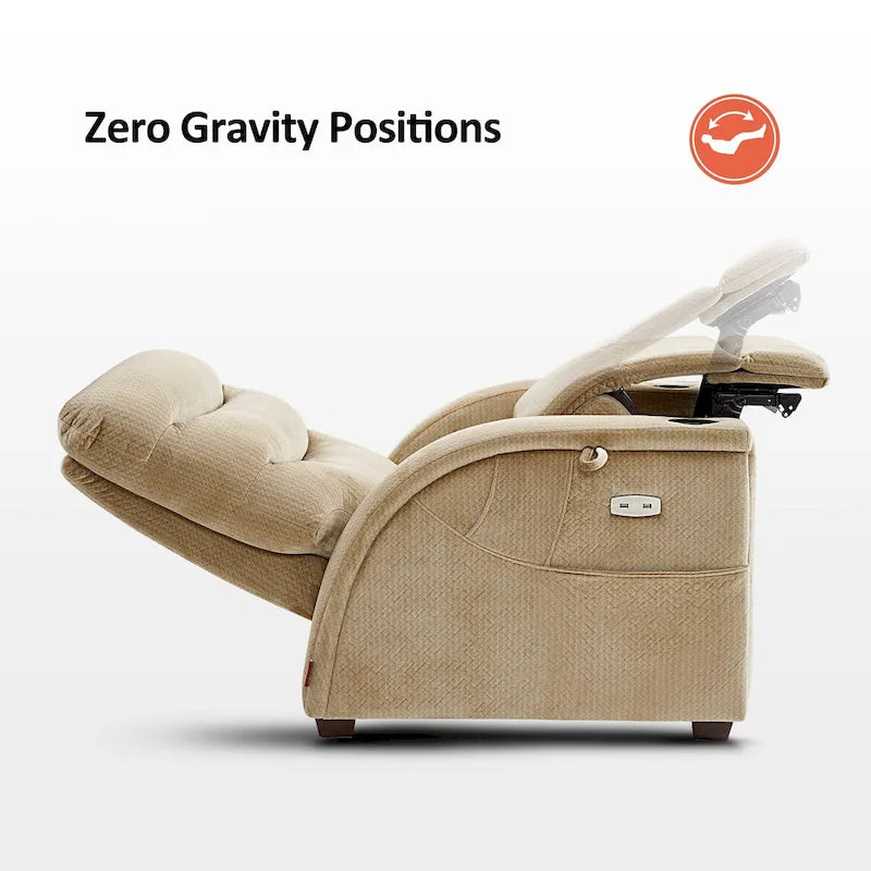 Fauteuil inclinable zéro gravité électrique MCombo avec appuie-tête réglable pour salon, tissu ZG334