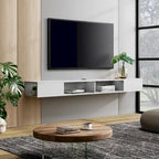 WAMPAT Étagère TV flottante de 70 pouces avec lumières LED, meuble TV flottant sous console multimédia TV pour salon - 70 pouces