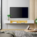 WAMPAT Étagère TV flottante de 70 pouces avec lumières LED, meuble TV flottant sous console multimédia TV pour salon - 70 pouces