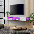 WAMPAT Étagère TV flottante de 70 pouces avec lumières LED, meuble TV flottant sous console multimédia TV pour salon - 70 pouces