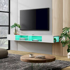 WAMPAT Étagère TV flottante de 70 pouces avec lumières LED, meuble TV flottant sous console multimédia TV pour salon - 70 pouces