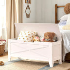 Banc de rangement VECELO, coffre de rangement en bois avec charnières de sécurité en osier tressé, banc à chaussures d'entrée, coffre de rangement de style industriel