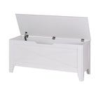 Banc de rangement VECELO, coffre de rangement en bois avec charnières de sécurité en osier tressé, banc à chaussures d'entrée, coffre de rangement de style industriel