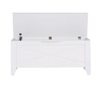 Banc de rangement VECELO, coffre de rangement en bois avec charnières de sécurité en osier tressé, banc à chaussures d'entrée, coffre de rangement de style industriel