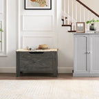 Banc de rangement VECELO, coffre de rangement en bois avec charnières de sécurité en osier tressé, banc à chaussures d'entrée, coffre de rangement de style industriel