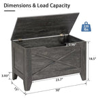 Banc de rangement VECELO, coffre de rangement en bois avec charnières de sécurité en osier tressé, banc à chaussures d'entrée, coffre de rangement de style industriel